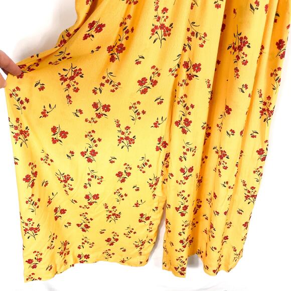Thakoon‎ Floral Jumpsuit Yellow Smocked Waist Wide Leg Sleeveless Sz 4 - Picture 7 of 14
